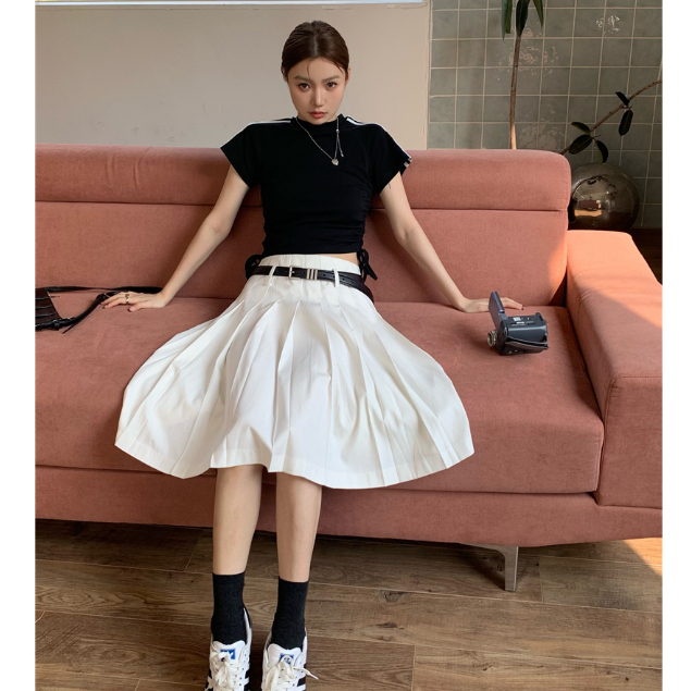 Áo croptop ZWQFP ngắn tay cổ tròn phối dây rút ôm dáng thời trang mùa hè dành cho nữ