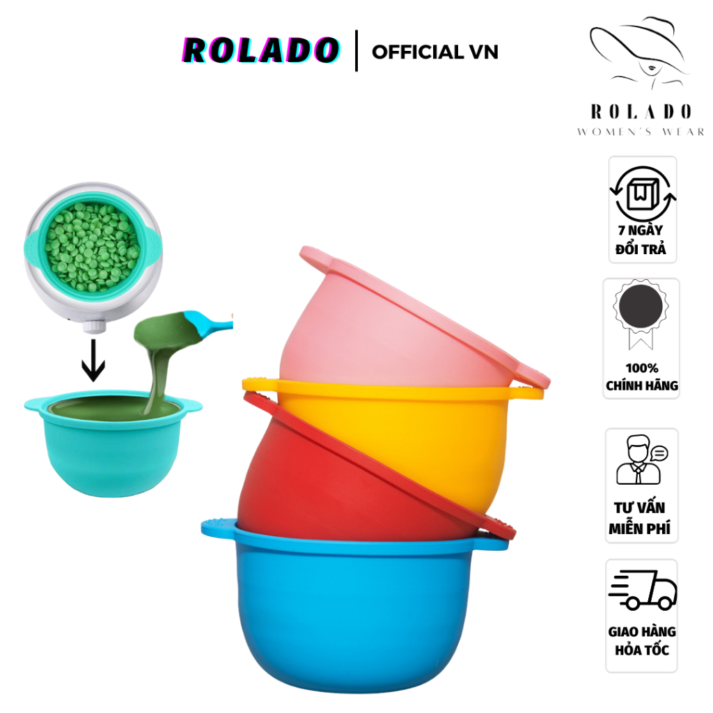 Chén nấu sáp solicone wax lông ROLADO chống dính chịu nhiệt, tái sử dụng nhiều lần