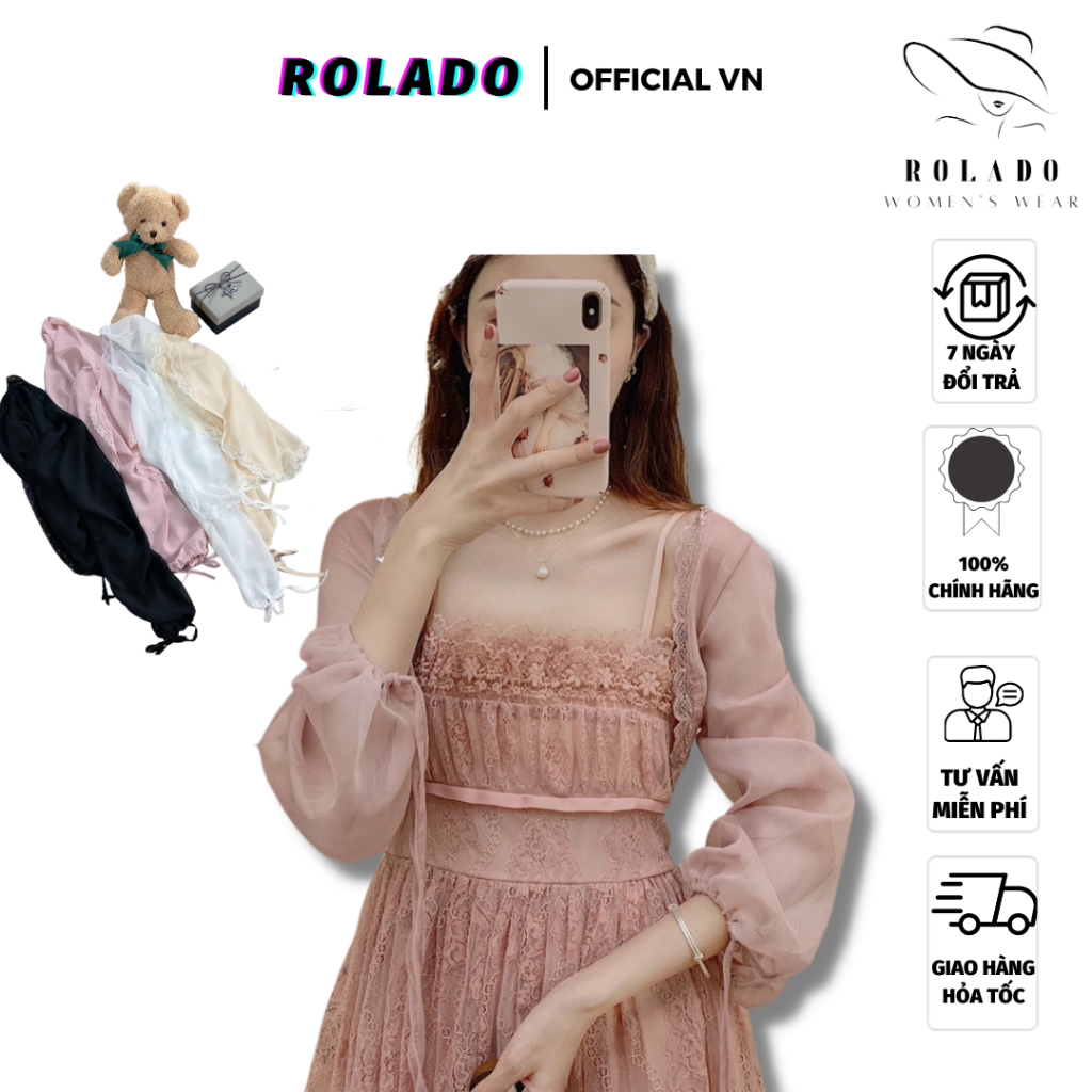 Áo khoác voan viền ren mềm mại dễ phối đồ, thời trang cho nữ phong cách Hàn Quốc