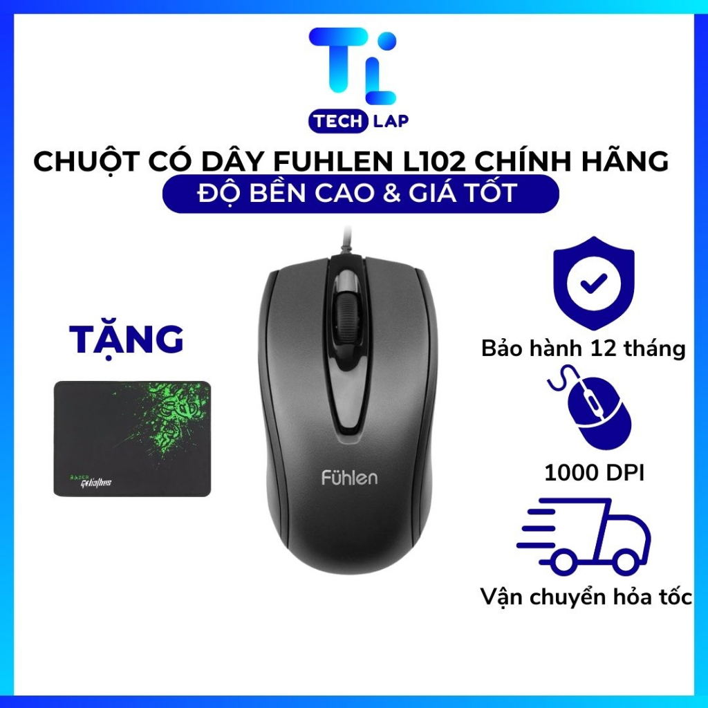 Chuột có dây Fuhlen L102 Cho Máy tính/Laptop kết nối USB dành cho văn phòng Chính hãng - Bảo hành 12 tháng | BigBuy360 - bigbuy360.vn