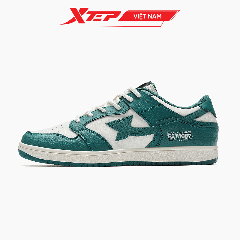 Giày thể thao nam Xtep chất liệu da mềm mại, logo Xtep, đa sắc màu 877219310009