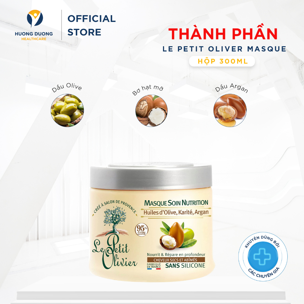 Kem ủ tóc Le Petit Olivier Masque Soin Nutrition 330ml - Chiết Xuất Dầu Olive, Bơ Hạt Mỡ, Dầu Argan