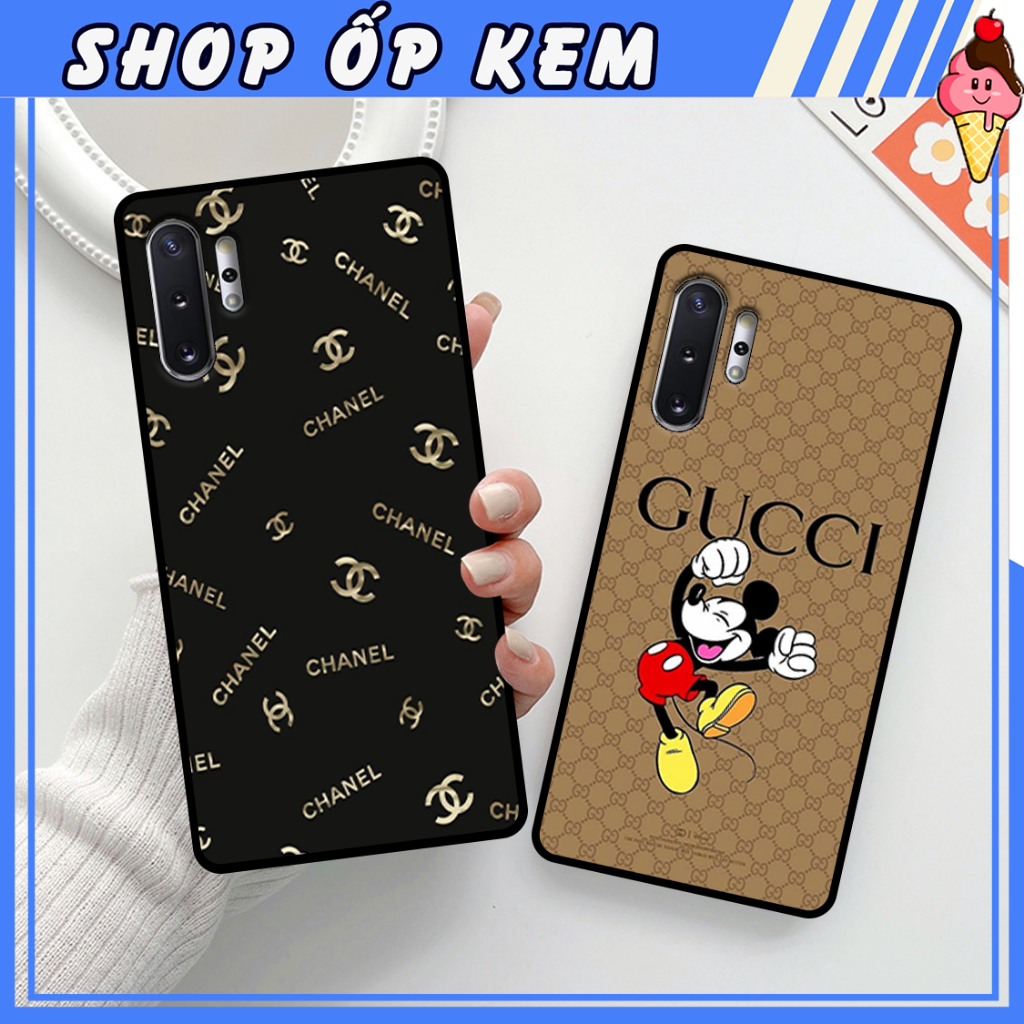 Ốp SamSung Note 10 - Note 10 Plus  IN HÌNH THƯƠNG HIỆU LV, GUCCI, HỌA TIẾT XANH BẠC SIÊU ĐẸP