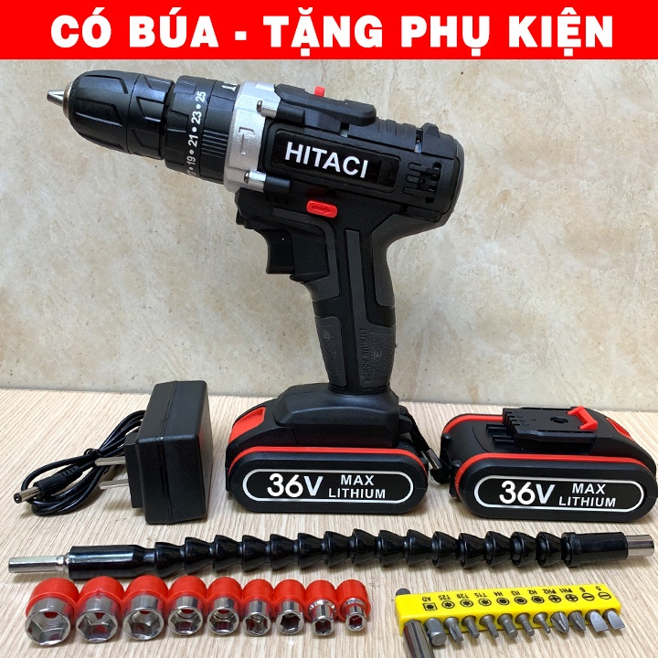 Máy Khoan Pin Hitachi 36v Đỏ 3 Chức Năng Có Búa, Lõi Đồng, Máy Khoan Mini, Máy Khoan Bắt Vít Chính Hãng