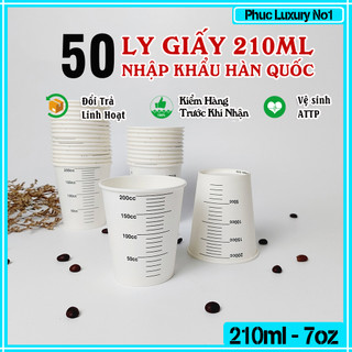 50 chiếc cốc giấy 210ml - 7oz hình thước đo ly giấy nhập khẩu hàn quốc