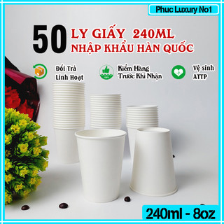 50 chiếc cốc giấy 240ml - 8oz ly giấy nhập khẩu hàn quốc