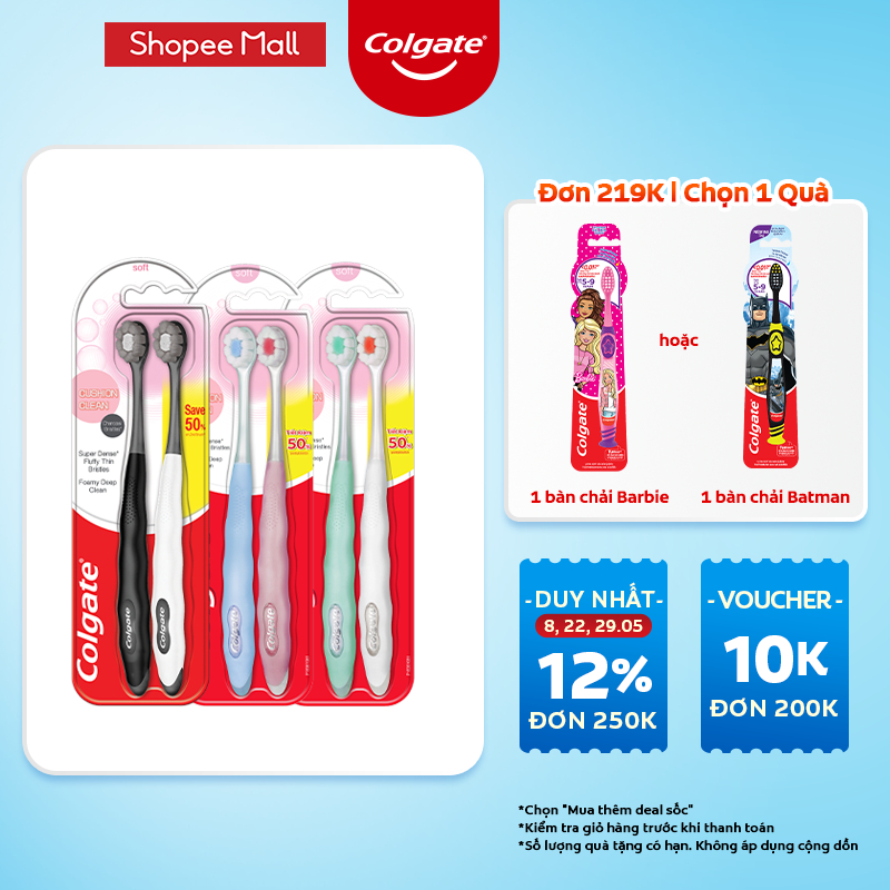 Bộ 6 bàn chải Colgate Cushion Clean công nghệ tạo bọt kem siêu mịn