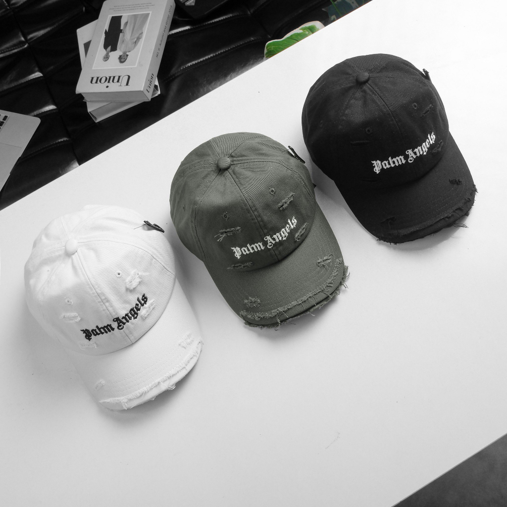 Mũ Nón Lưỡi Trai Palm Angels Classic Hàng Xuất Dư 3 Màu Basic, Nón Kết Phối Giả Rách Phong Cách Đường Phố