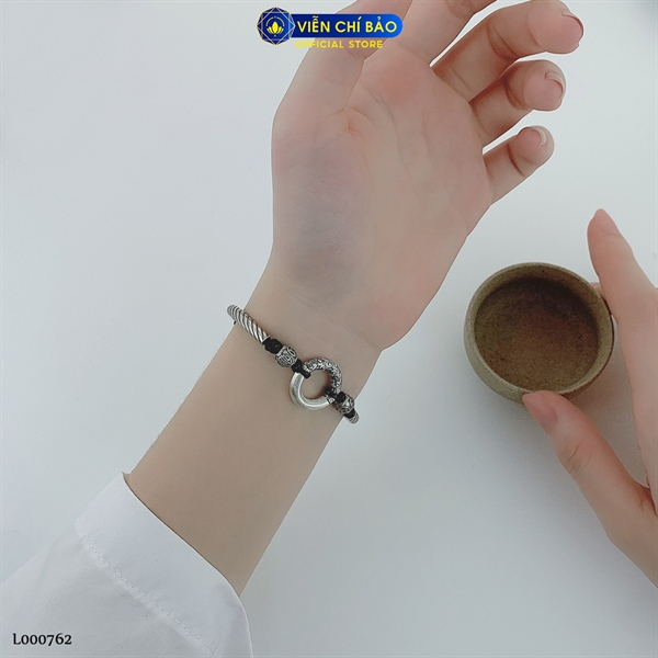 Lắc tay bạc nữ khắc hoa văn bình an chất liệu bạc Thái 925 thời trang phụ kiện trang sức Viễn Chí Bảo L000762