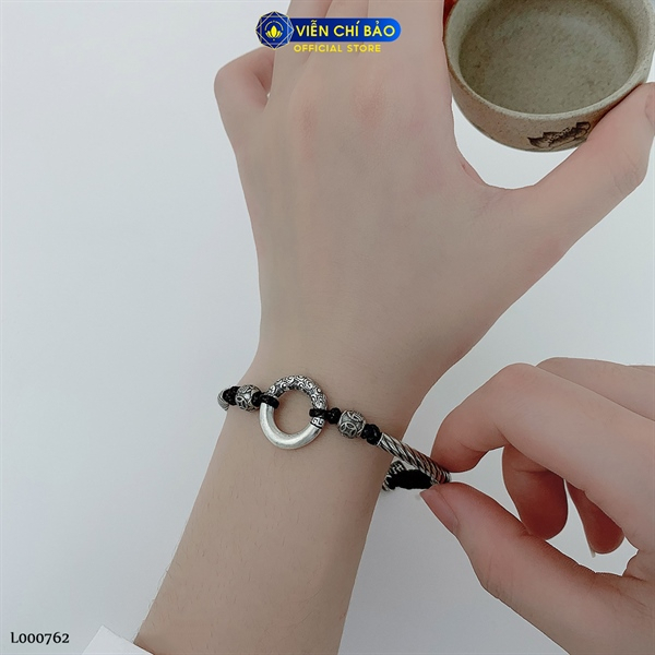 Lắc tay bạc nữ khắc hoa văn bình an chất liệu bạc Thái 925 thời trang phụ kiện trang sức Viễn Chí Bảo L000762