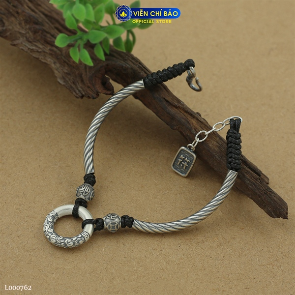 Lắc tay bạc nữ khắc hoa văn bình an chất liệu bạc Thái 925 thời trang phụ kiện trang sức Viễn Chí Bảo L000762