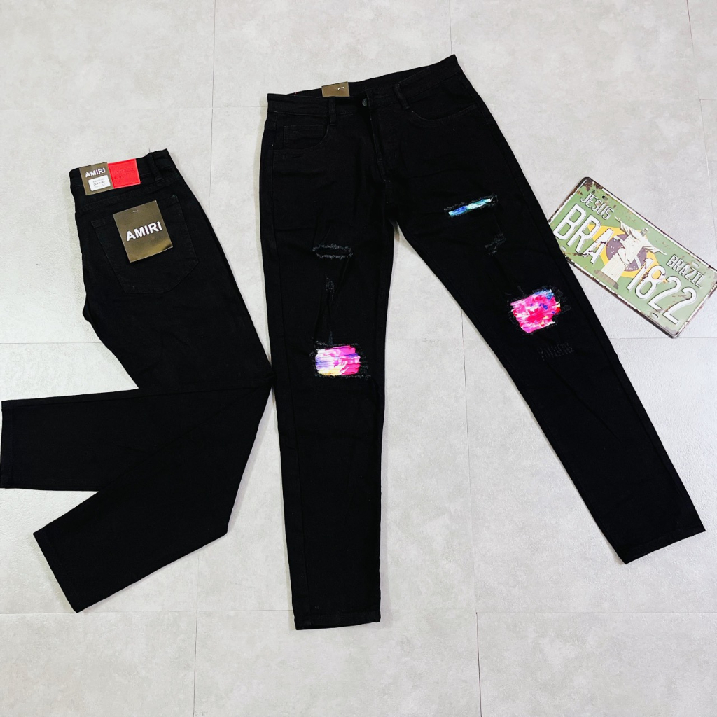 Quần jeans nam cao cấp chất denim dày dặn rách gối có lót màu đẹp phong cách YUKI OUTFIT | BigBuy360 - bigbuy360.vn