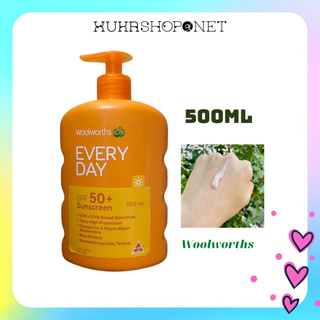 Kem Chống Nắng Woolworths Everyday Sunscreen SPF 50+ 500ml sử dụng cho cả mặt và cơ thể