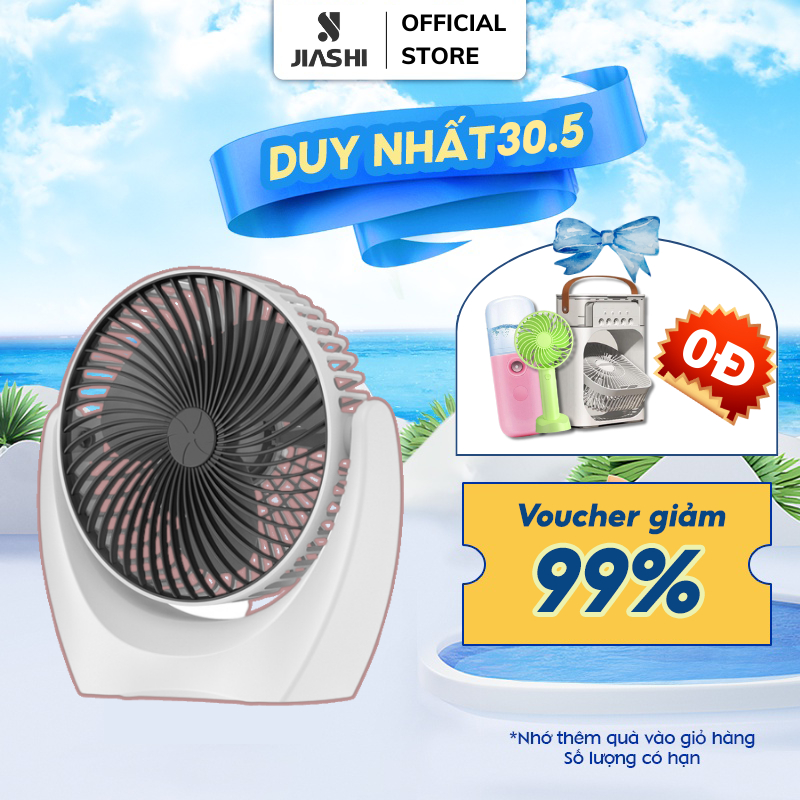 Quạt mini tích điện để bàn JIASHI xoay linh hoạt 210 độ động cơ không gây ồn dung lượng pin 500mAH QMN10