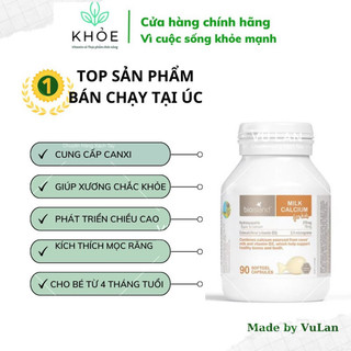 [Hiệu quả 100%] Canxi sữa Canxi Milk Bioisland bổ sung cho bé từ 7 tháng tuổi 90 viên - Úc