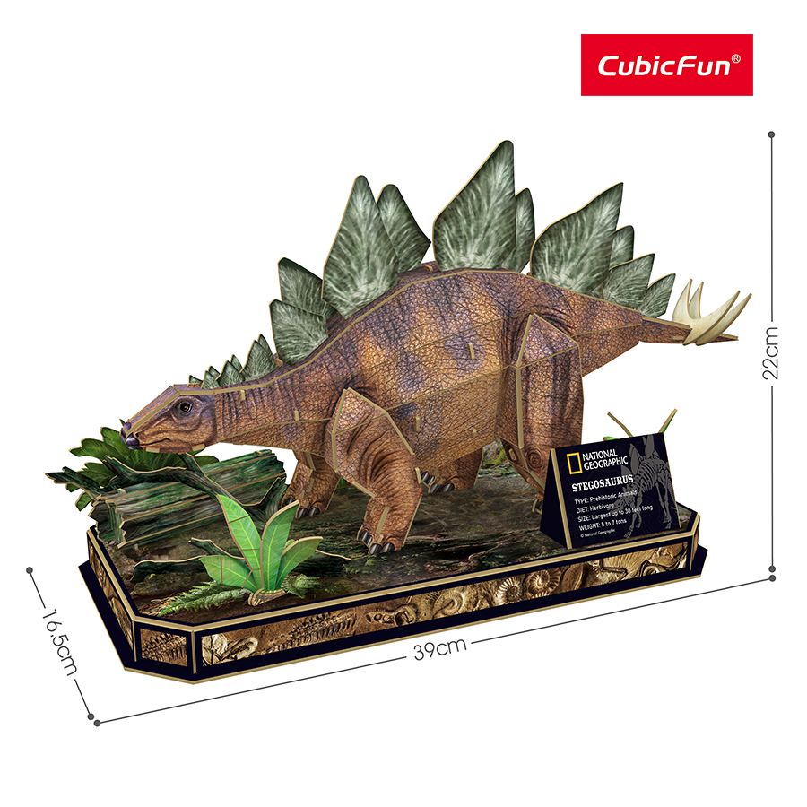Đồ Chơi Trẻ Em Xếp Hình 3D Nat Geo: Khủng Long Stegosaurus CUBIC FUN DS1054H