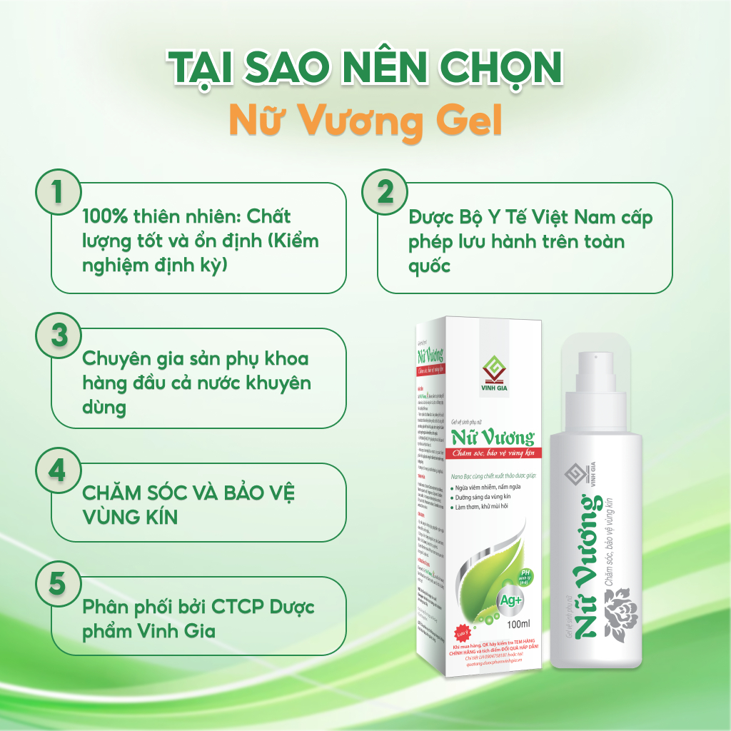 [Combo 3 Tặng 1 Xịt Rửa Mũi] Dung dịch vệ Sinh Phụ Nữ Nữ Vương VINH GIA Giúp Làm Sạch Vùng Kín Hàng Ngày 100ml