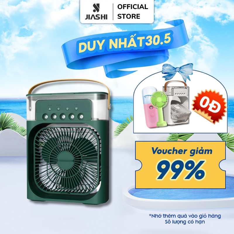 Quạt điều hòa hơi nước mini JIASHI máy lạnh mini 3 Chế Độ Tích Hợp Led, Sạc USB Để Bàn Tiện Dụng QDH02