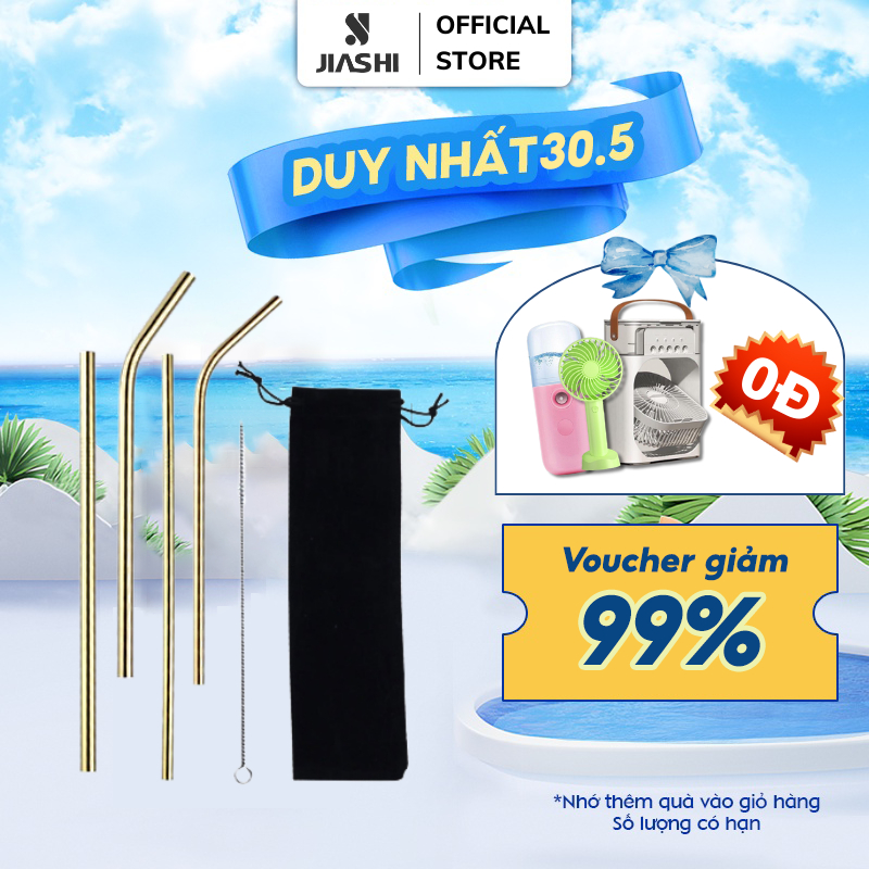 Ống hút Jiashi Inox 304 size lớn 12 x 215mm hút trà sữa trân châu, tái sử dụng, không gỉ và an toàn với sức khỏe OHI02