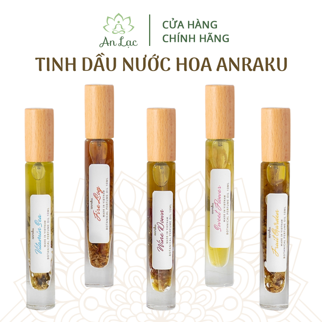 Tinh Dầu Thơm ANRAKU 10ml có hoa khô Nhẹ Nhàng, Thanh Lịch, Tinh Tế Dạng Xịt – An Lạc