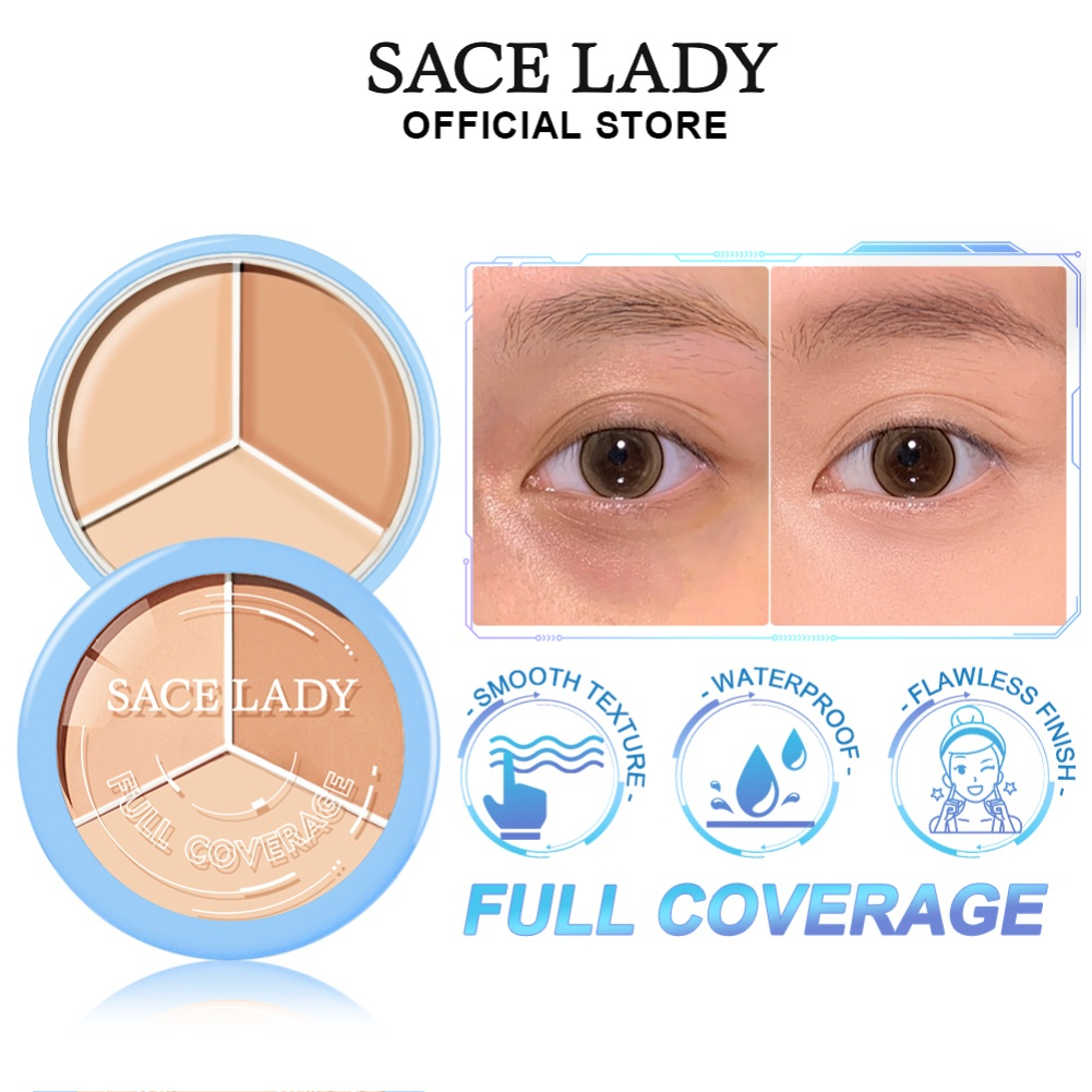 Bảng Che Khuyết Dạng Kem 3 Ô Bền Màu SACE LADY Concealer Palette Full Coverage