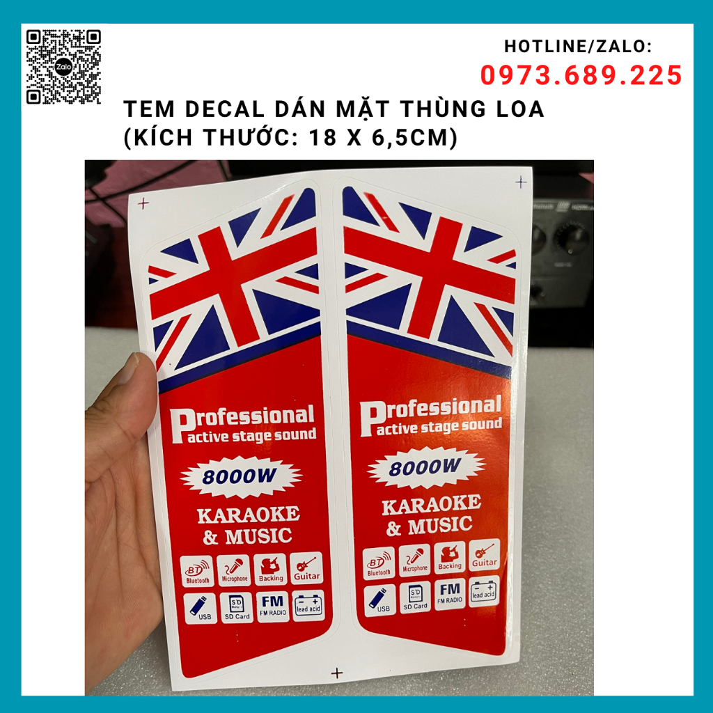 TEM DECAL DÁN MẶT THÙNG LOA , LOA KÉO... CÓ KEO DÍNH - GIÁ 1 CẶP
