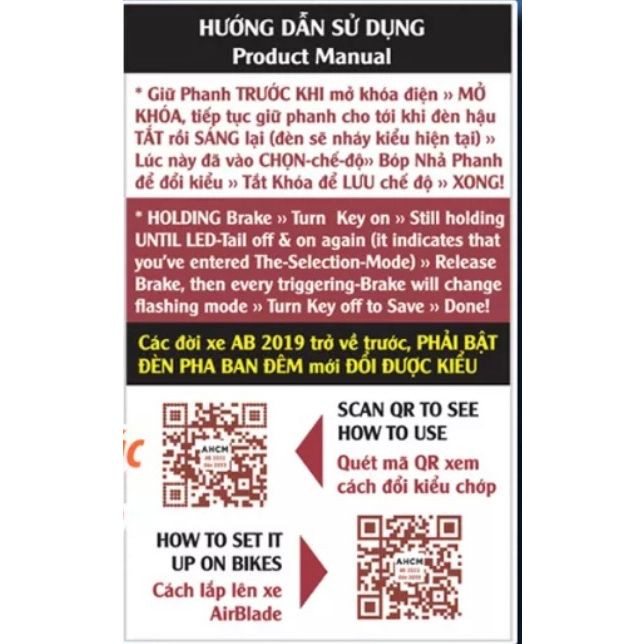 Bộ Mạch Đèn Hậu Chớp Stop F1 Cho Xe Honda AB Air Blade đời 2013 đến 2023 Gắn Như Zin