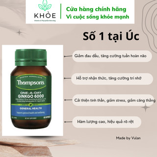 Bổ não Ginkgo 6000mg Thompson's 60 Viên