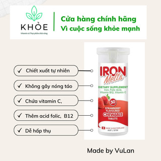 Viên Kẹo Sắt Iron Melts 50 Viên, Kẹo Sắt Ngậm - Xuất xứ Úc