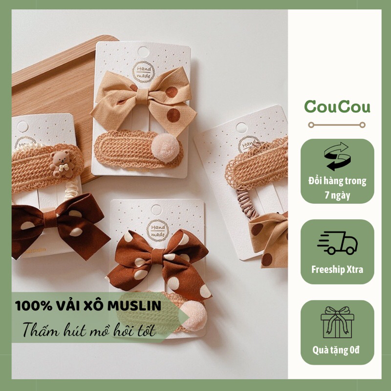 Set kẹp, cột tóc vintage cho bé gái by CouCou