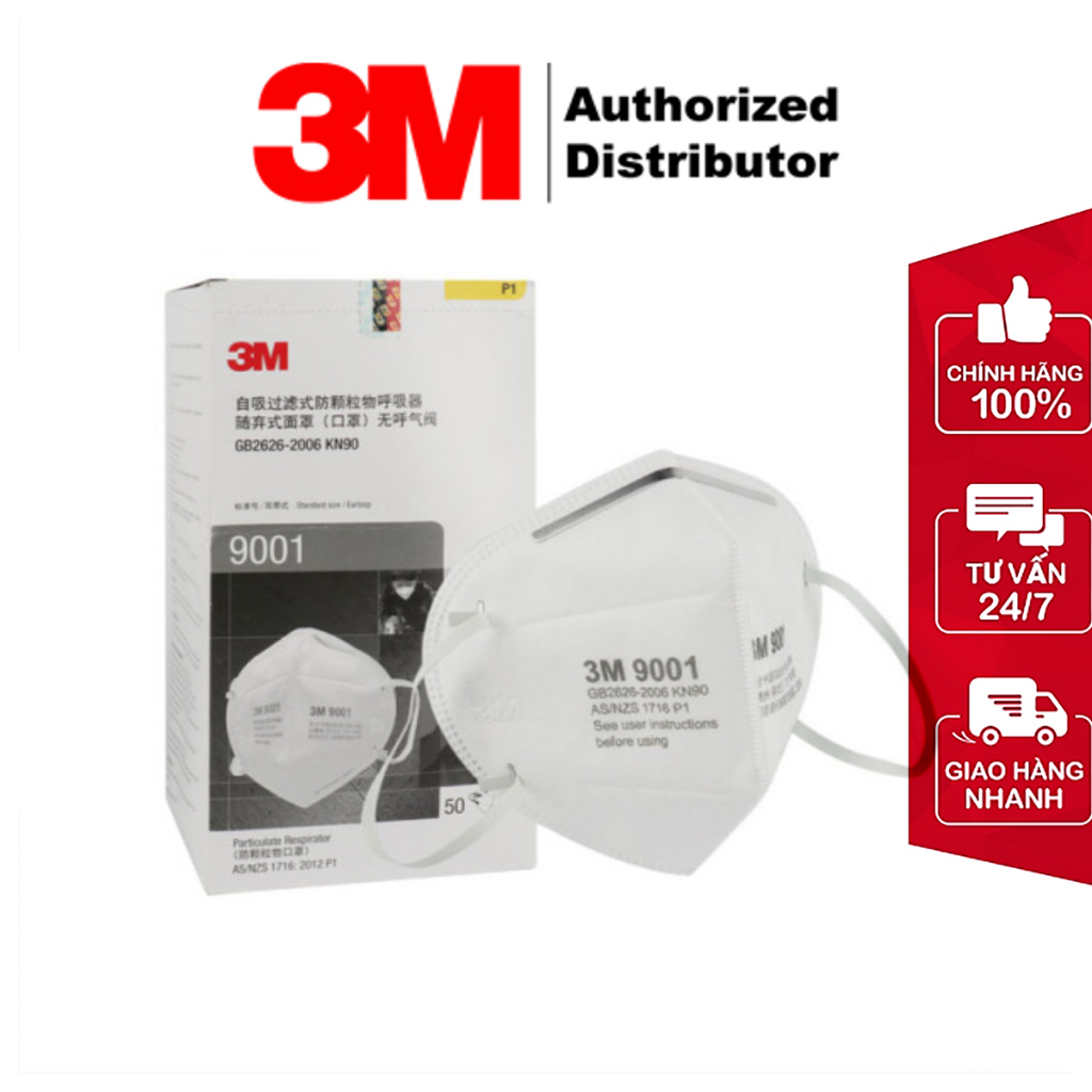 Hộp Khẩu Trang Y Tế 3M chống bụi 9001 chính hãng