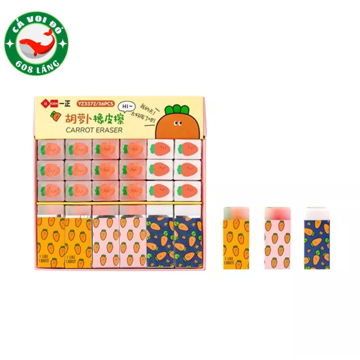 Gôm Tẩy Mềm 2B Hình Củ Cà Rốt Dễ Thương Trong Suốt Có Hương Thơm An Toàn