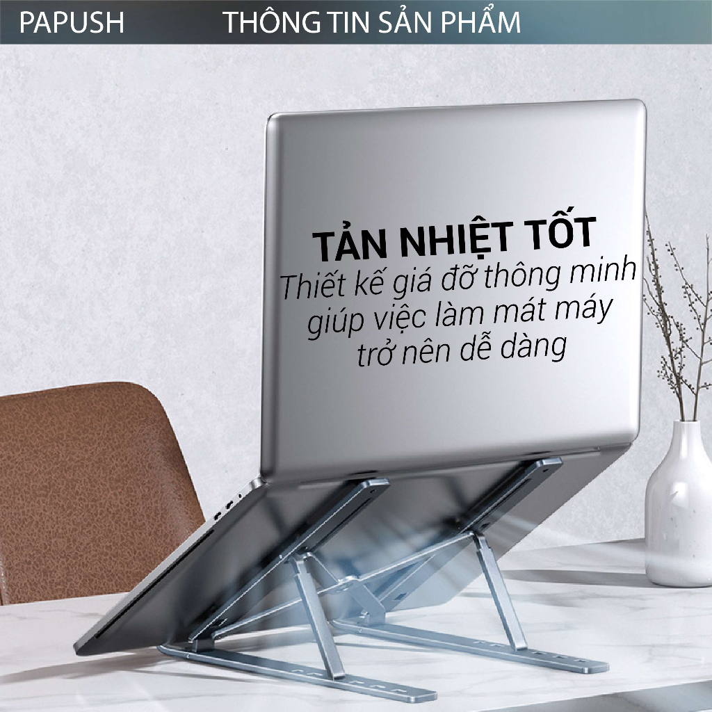 Tản nhiệt Laptop stand hợp kim nhôm gấp gọn chỉnh độ cao giúp kê đỡ máy tính laptop gaming 15 6 inch để làm mát macbook