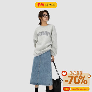 Chân váy jeans dài xẻ tà Fmstyle qua gối tà cao chất jeans cao cấp dễ phối đồ phong cách ulzzang 207180044