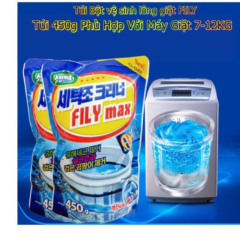 ( tặng 1gói 10c kt 5dmask) combo 2 gói tẩy lồng máy giặt fily max