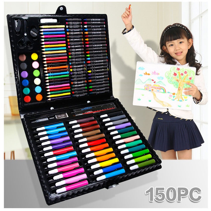 Hộp màu 150 chi tiết cho em bé yêu thỏa sức sáng tạo, màu đẹp, sắc nét, không độc hại