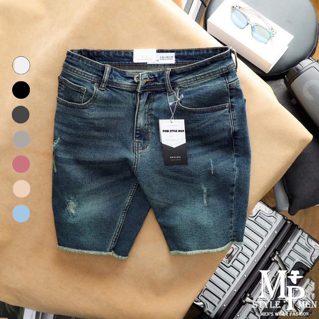 FREESHIP-Quần short jean rách xướt lai MP MEN form vừa vẹn thoải mái