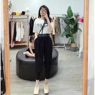 Quần baggy tăm gân mát lạnh , quần bom nữ cạp chun