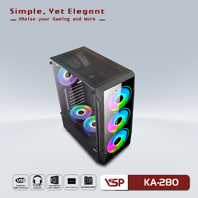 Vỏ máy tính | Case Gaming VSPTECH Ka-280 Helios - Hàng chính hãng