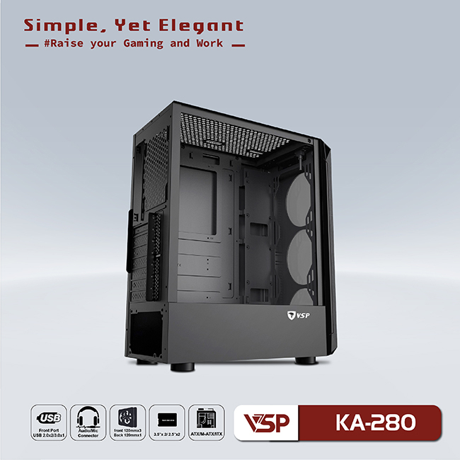 Vỏ máy tính | Case Gaming VSPTECH Ka-280 Helios - Hàng chính hãng