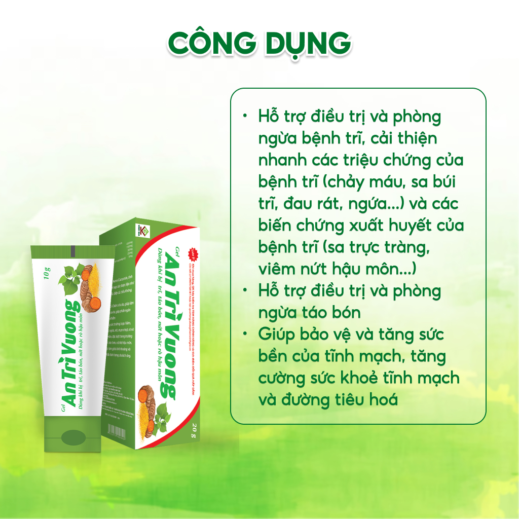 [Combo 5 Tặng 1] An Trĩ Vương Gel Cải Thiện Trĩ Nội, Trĩ Ngoại, Táo Bón, Nứt Kẽ Hậu Môn 20g/Tuýp ( ĐÃ HUỶ TEM TÍCH ĐIỂM)