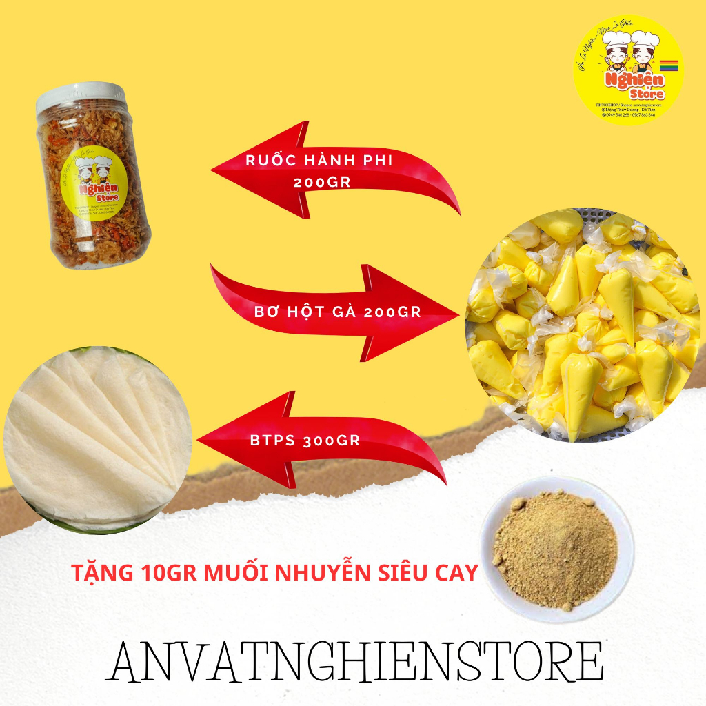 Combo Bánh Tráng Phơi Sương 300Gr Kèm 200Gr Muối Tôm Hành Phi TẶNG BƠ 200GR