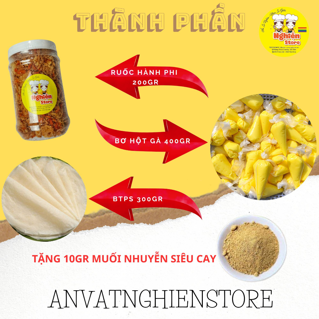Combo Tặng 400Gr Bơ Bánh Tráng 300Gr + 200Gr Ruốc Hành Phi | Nghiện Store | Freeship