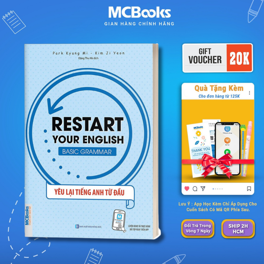 Sách - Restart Your English – Basic Grammar - Yêu Lại Tiếng Anh Từ Đầu Mcbooks