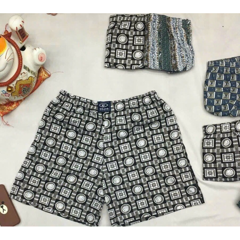 Quần đùi nam thun cotton hoa mặc ngủ, Quần lót nam trung niên thoáng mát thoải mái
