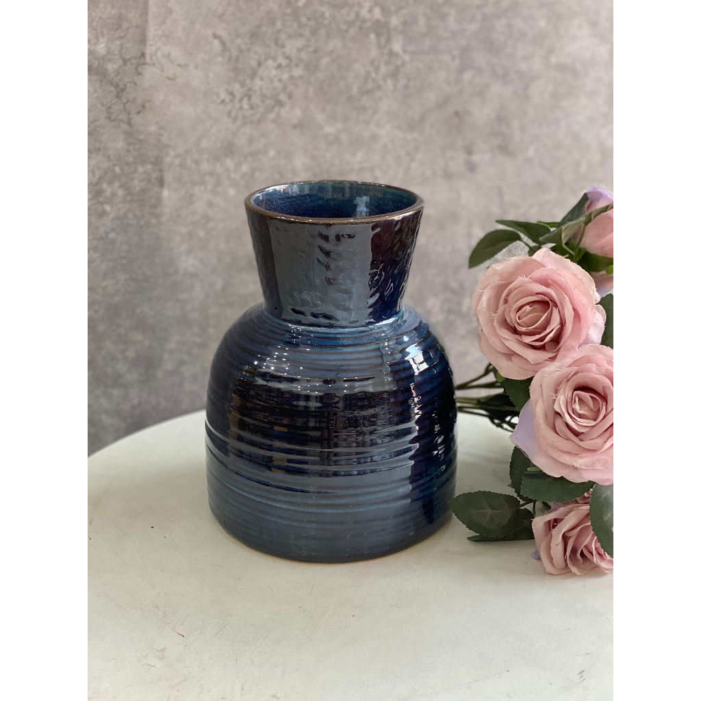 Bình hoa, lọ cắm hoa gốm sứ Bát Tràng dáng đầm sẵn 2 màu  (H24x18)