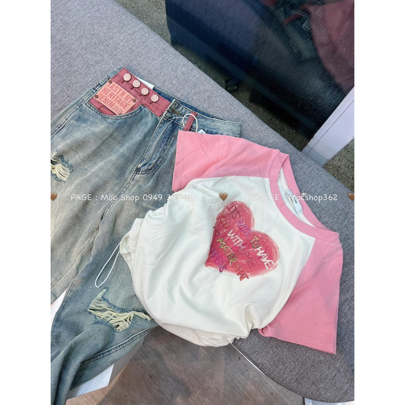 Áo trái tim hoa Xịn chuẩn QC  / Ảnh thật