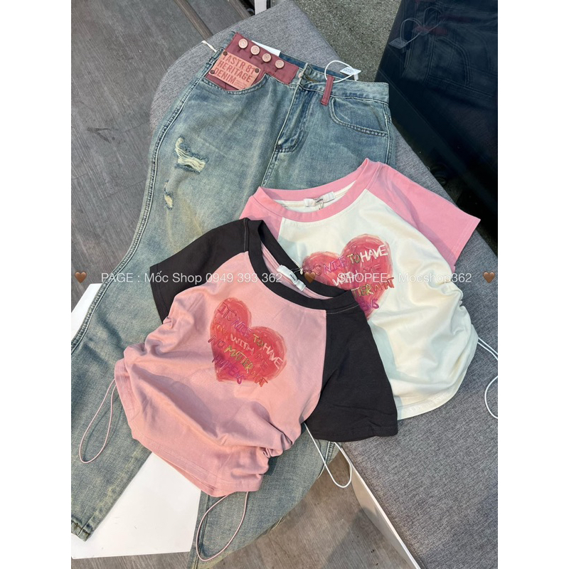 Áo trái tim hoa Xịn chuẩn QC  / Ảnh thật