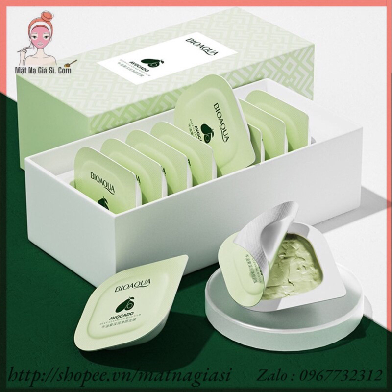 Full Hộp 8 Hủ Mặt Nạ Bùn Đất Sét Quả Bơ Bioaqua Chính Hãng