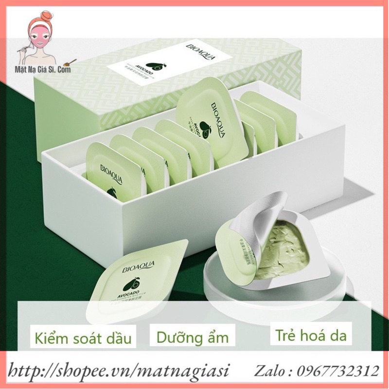 Full Hộp 8 Hủ Mặt Nạ Bùn Đất Sét Quả Bơ Bioaqua Chính Hãng